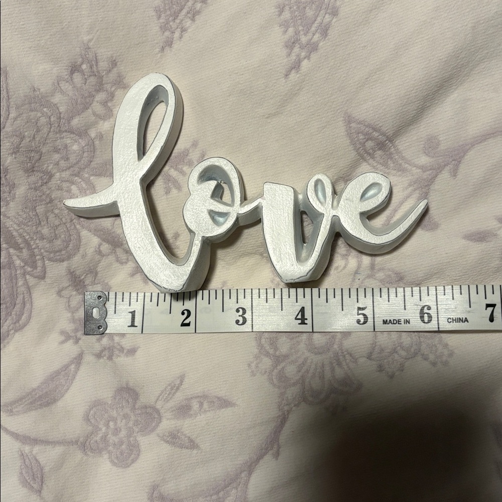 Chic White 'Love' Script Decor - Picture 2 of 5